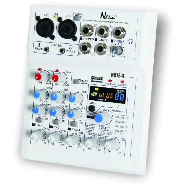 NX Audio NOTE 4 4-Channel Mixer with USB and Bluetooth