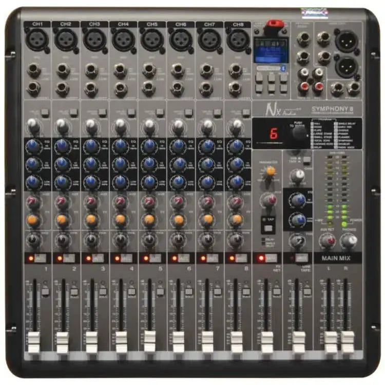 NX Audio Symphony 8 8-Channel Mixer with USB and Bluetooth