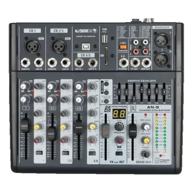 Beta3 AN5 5-Channel Analog Mixer with Bluetooth & 99DSP Effects
