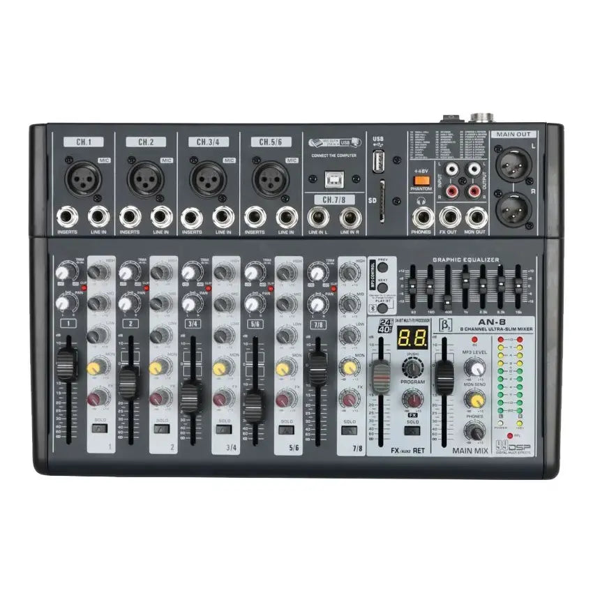 Beta3 AN8 8-Channel Analog Mixer with Bluetooth & 99DSP Effects