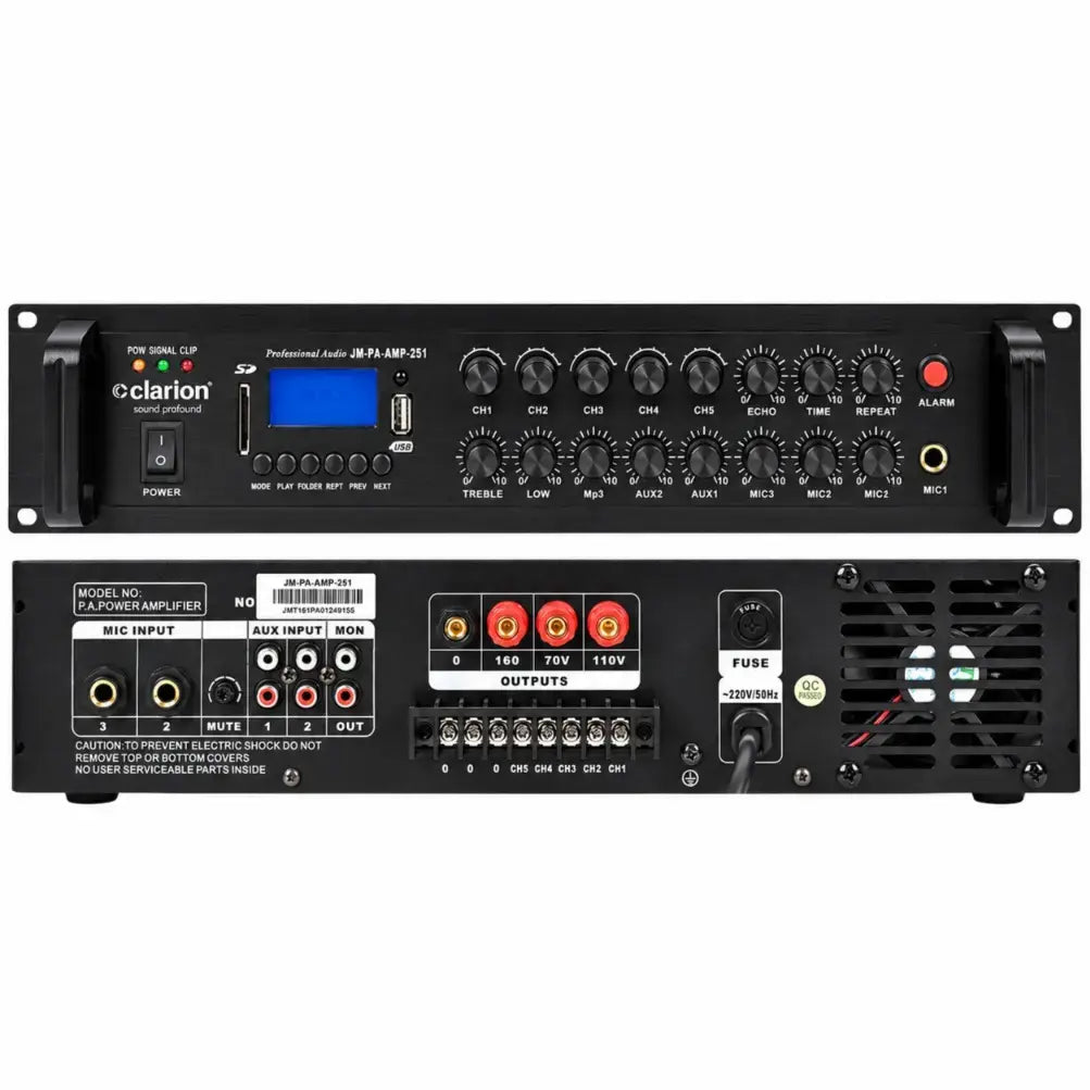 Clarion JM-PA-AMP-251 6 Zone Commercial Paging Mixer Amplifier 250W