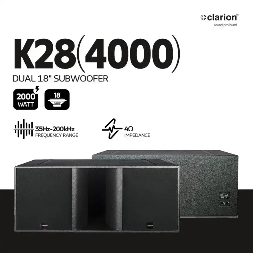 Clarion K28A 4000 Dual 18 Inch Active Subwoofer